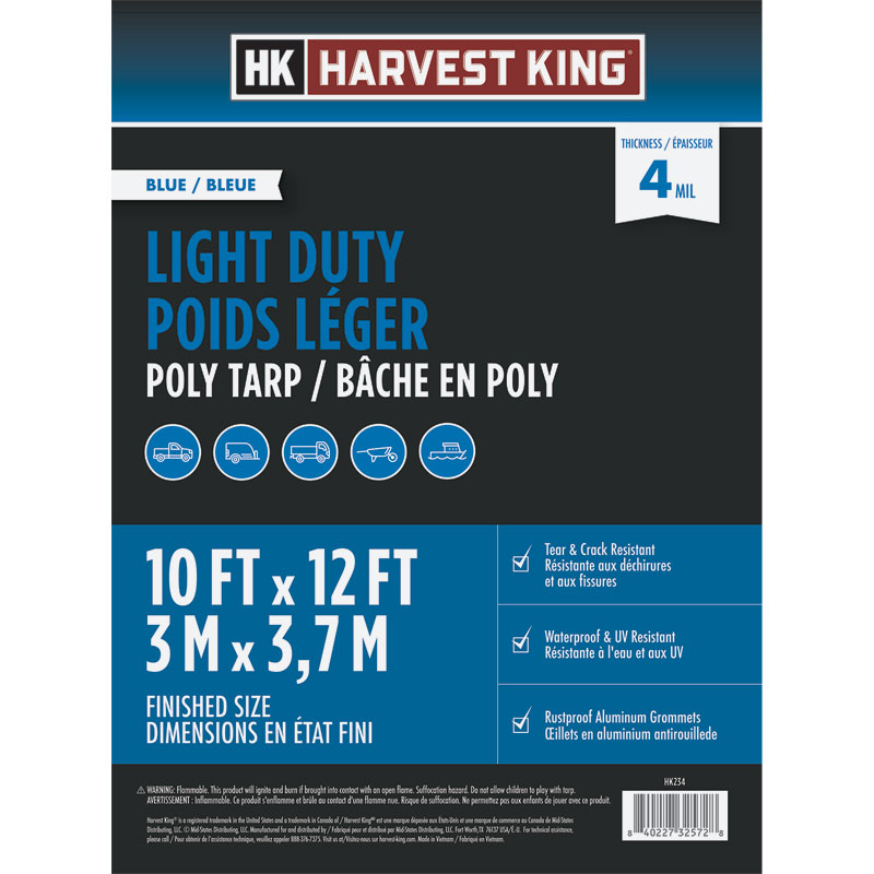 10' x 12' Harvest King Blue Light Duty Poly Tarp